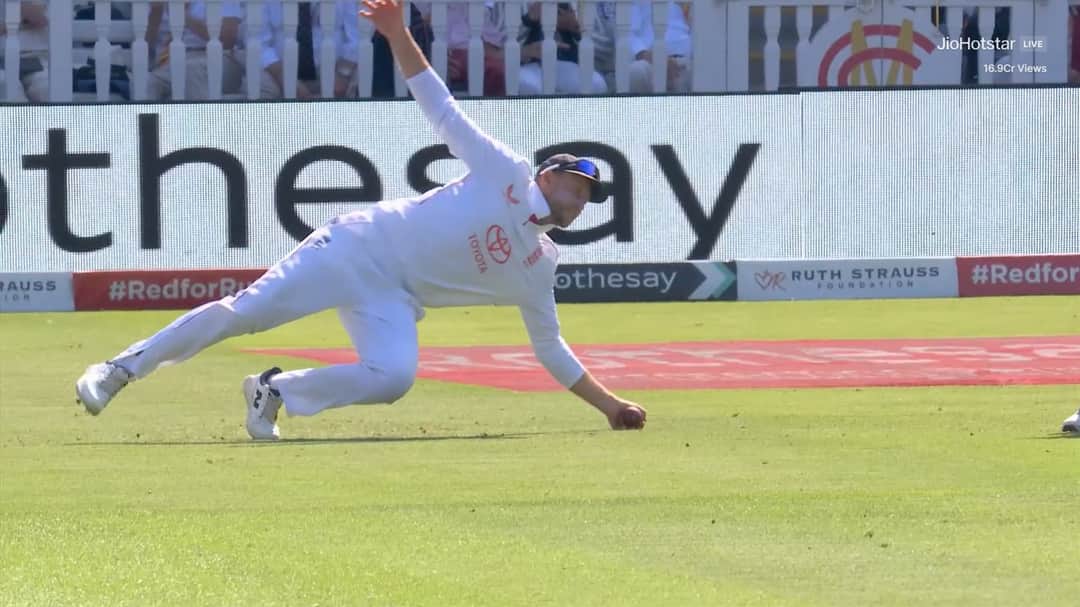 Root taking Karun Nair's catch 